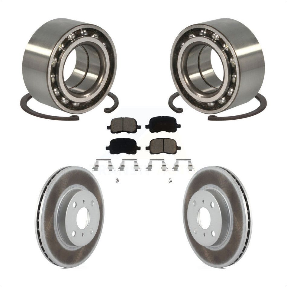 Front Wheel Bearing With Coated Disc Brake Rotors And Ceramic Pads Kit For 1998-2002 Toyota Corolla Chevrolet Prizm KBB-118179