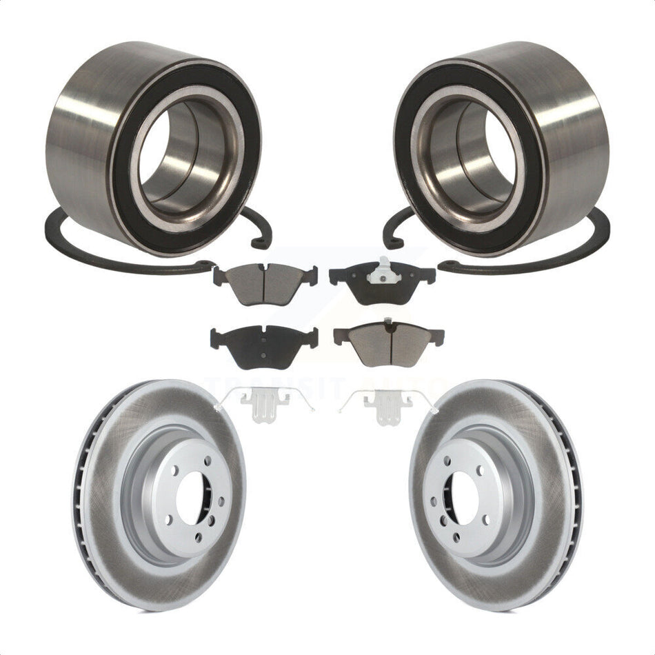 Front Wheel Bearing With Coated Disc Brake Rotors And Ceramic Pads Kit For 2007 BMW 335xi KBB-118195