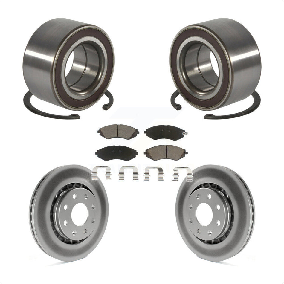 Front Wheel Bearing With Coated Disc Brake Rotors And Ceramic Pads Kit For 2014-2016 Chevrolet Spark EV KBB-118209