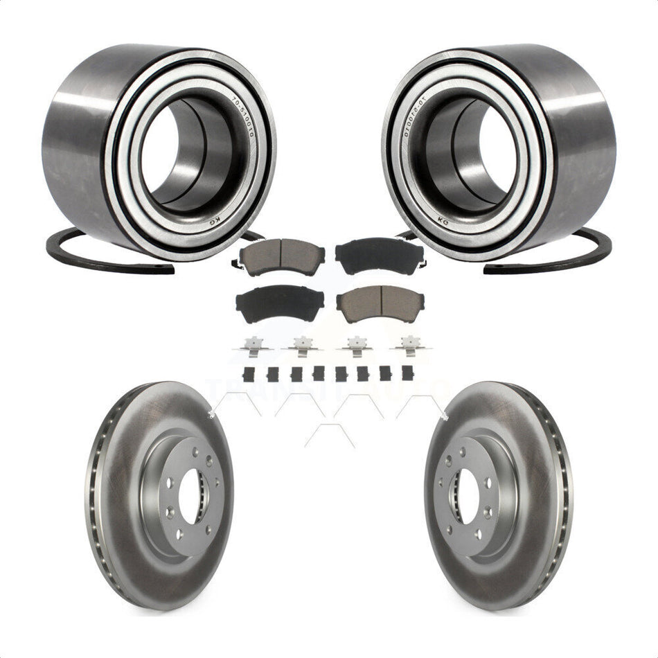 Front Wheel Bearing With Coated Disc Brake Rotors And Ceramic Pads Kit For Ford Fusion Lincoln MKZ Mercury Milan Mazda 6 Zephyr KBB-118212