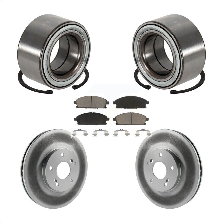 Front Wheel Bearing With Coated Disc Brake Rotors And Ceramic Pads Kit For 2003-2006 Acura MDX KBB-118213