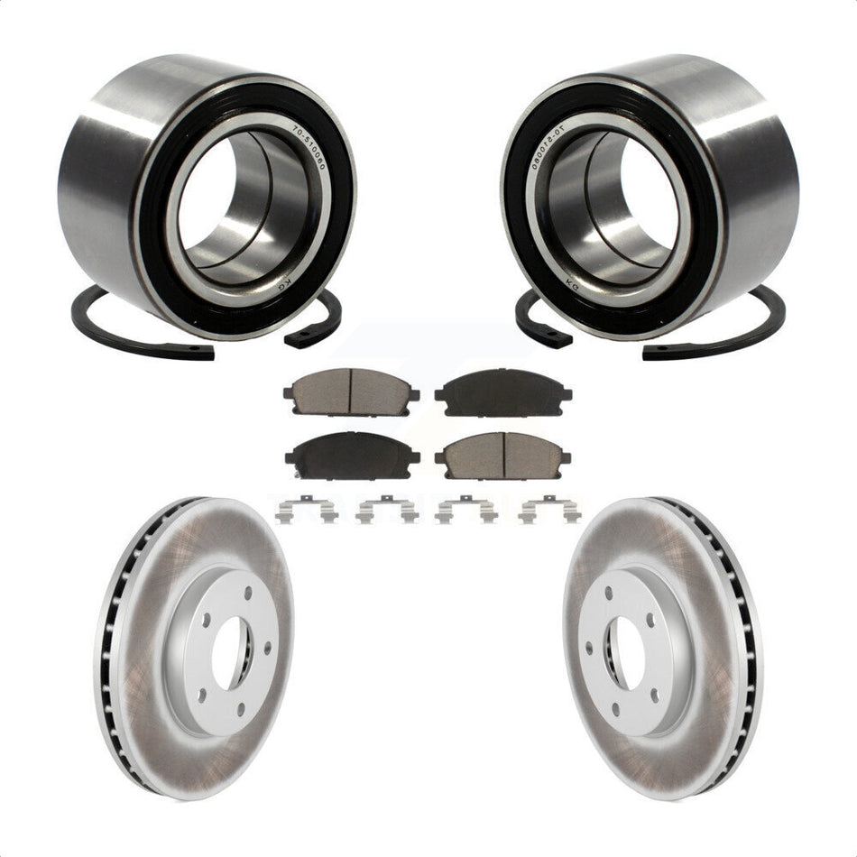 Front Wheel Bearing With Coated Disc Brake Rotors And Ceramic Pads Kit For 2005-2006 Nissan X-Trail KBB-118214