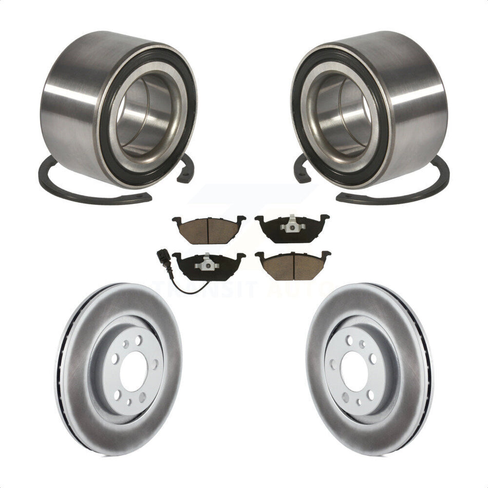 Front Wheel Bearing With Coated Disc Brake Rotors And Ceramic Pads Kit For Volkswagen Beetle Jetta Golf City KBB-118223
