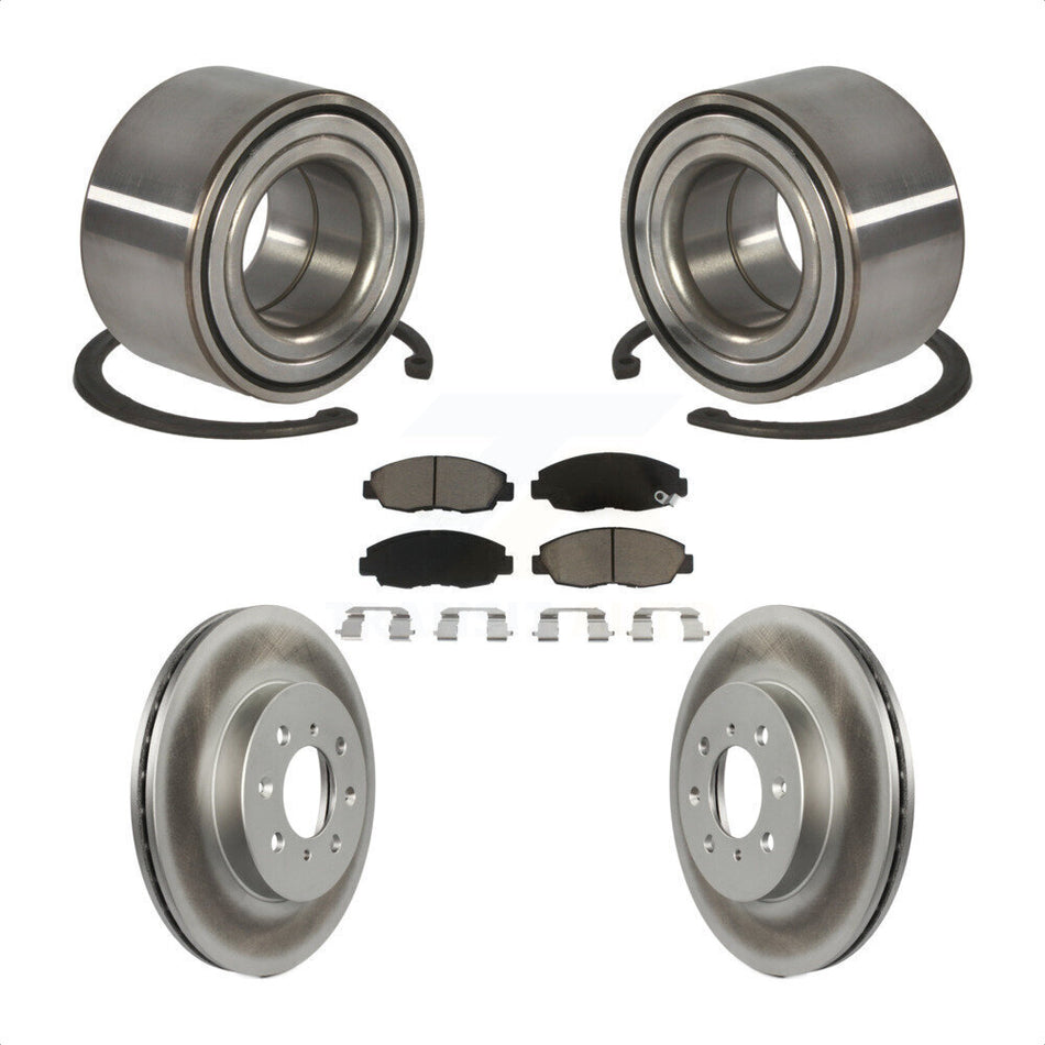 Front Wheel Bearing With Coated Disc Brake Rotors And Ceramic Pads Kit For Honda Civic Acura EL KBB-118235