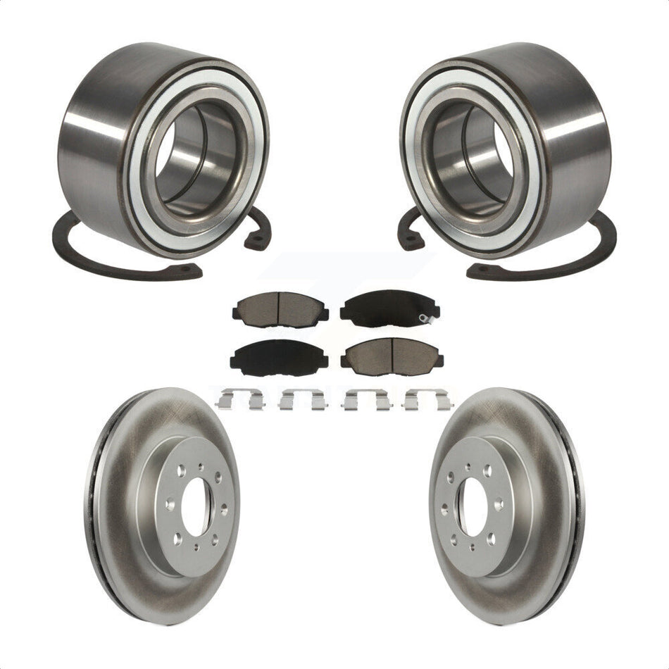 Front Wheel Bearing With Coated Disc Brake Rotors And Ceramic Pads Kit For Honda Civic Acura EL KBB-118236