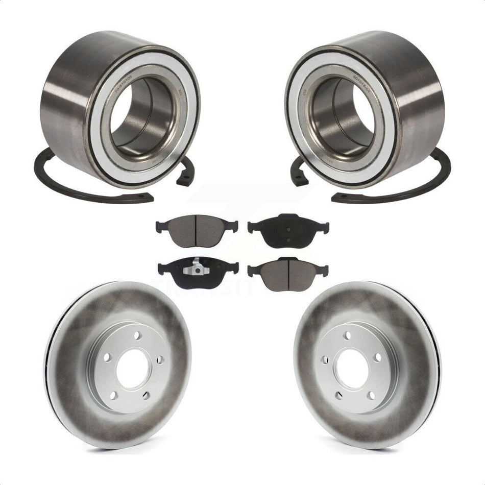 Front Wheel Bearing With Coated Disc Brake Rotors And Ceramic Pads Kit For 2010-2013 Ford Connect KBB-118244