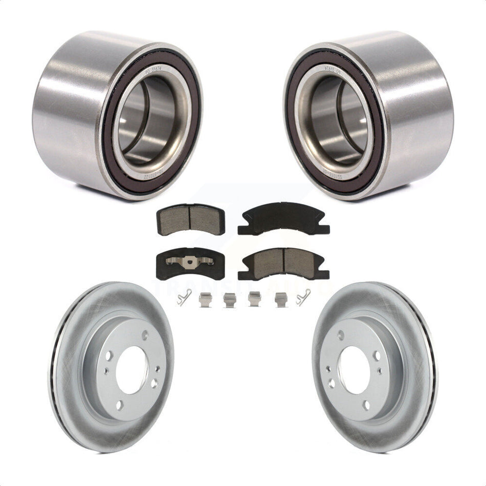 Front Wheel Bearing With Coated Disc Brake Rotors And Ceramic Pads Kit For 2014-2015 Mitsubishi Mirage KBB-118254