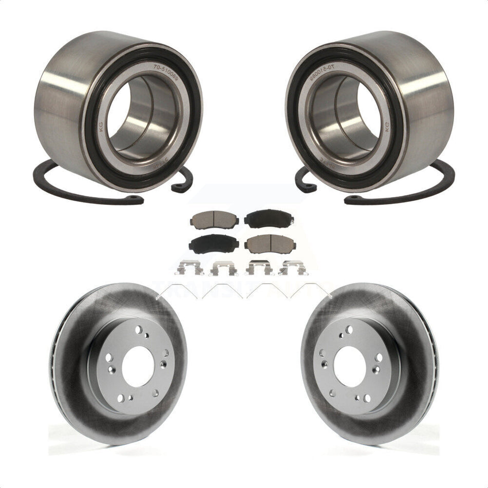 Front Wheel Bearing With Coated Disc Brake Rotors And Ceramic Pads Kit For 2015 Honda Civic LX SE with Manual transmission KBB-118258