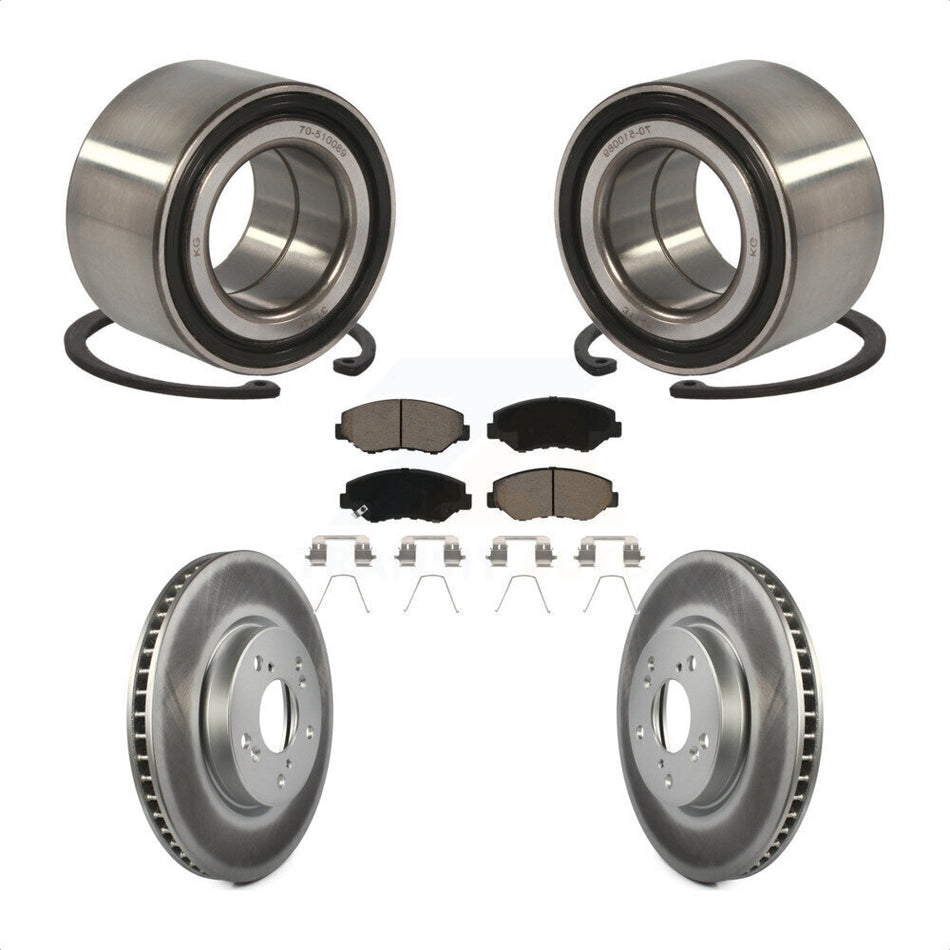 Front Wheel Bearing With Coated Disc Brake Rotors And Ceramic Pads Kit For 2015 Honda Civic EX with Manual transmission KBB-118260