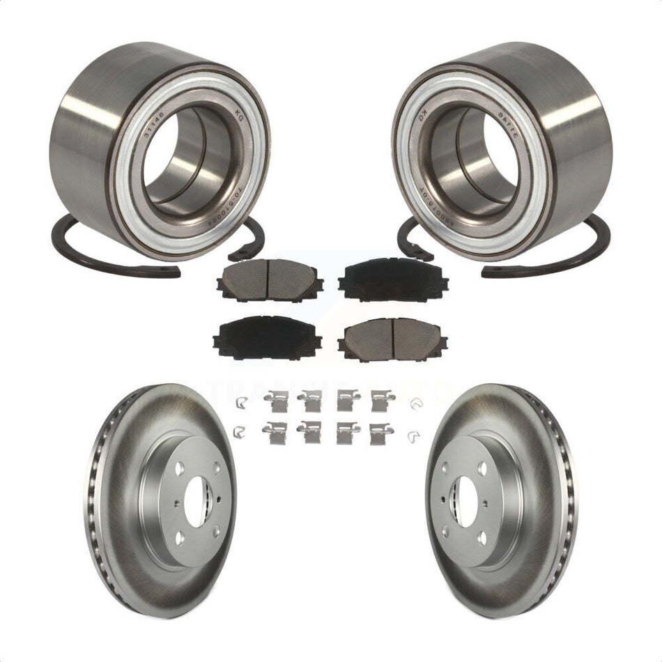 Front Wheel Bearing With Coated Disc Brake Rotors And Ceramic Pads Kit For Toyota Yaris Prius C Scion iQ KBB-118266