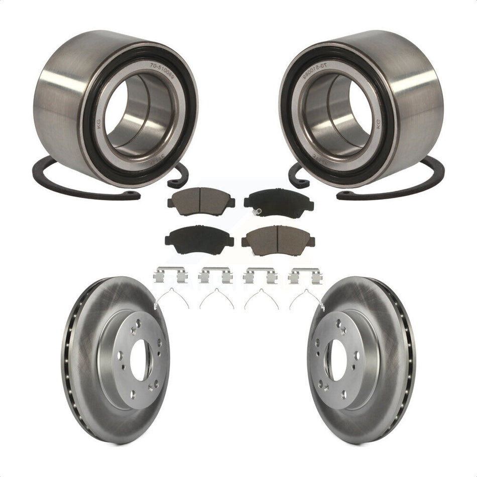 Front Wheel Bearing With Coated Disc Brake Rotors And Ceramic Pads Kit For Honda Civic KBB-118276