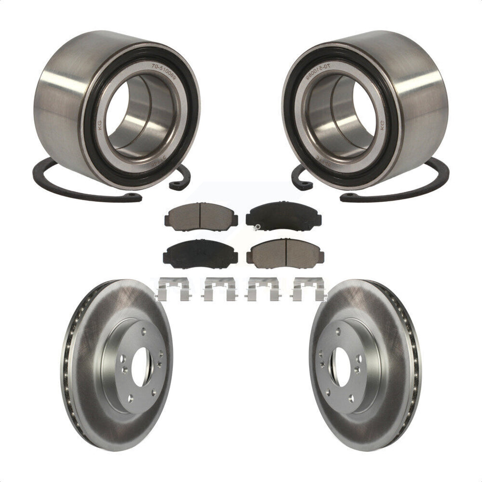 Front Wheel Bearing With Coated Disc Brake Rotors And Ceramic Pads Kit For 2006-2010 Honda Civic GX KBB-118277