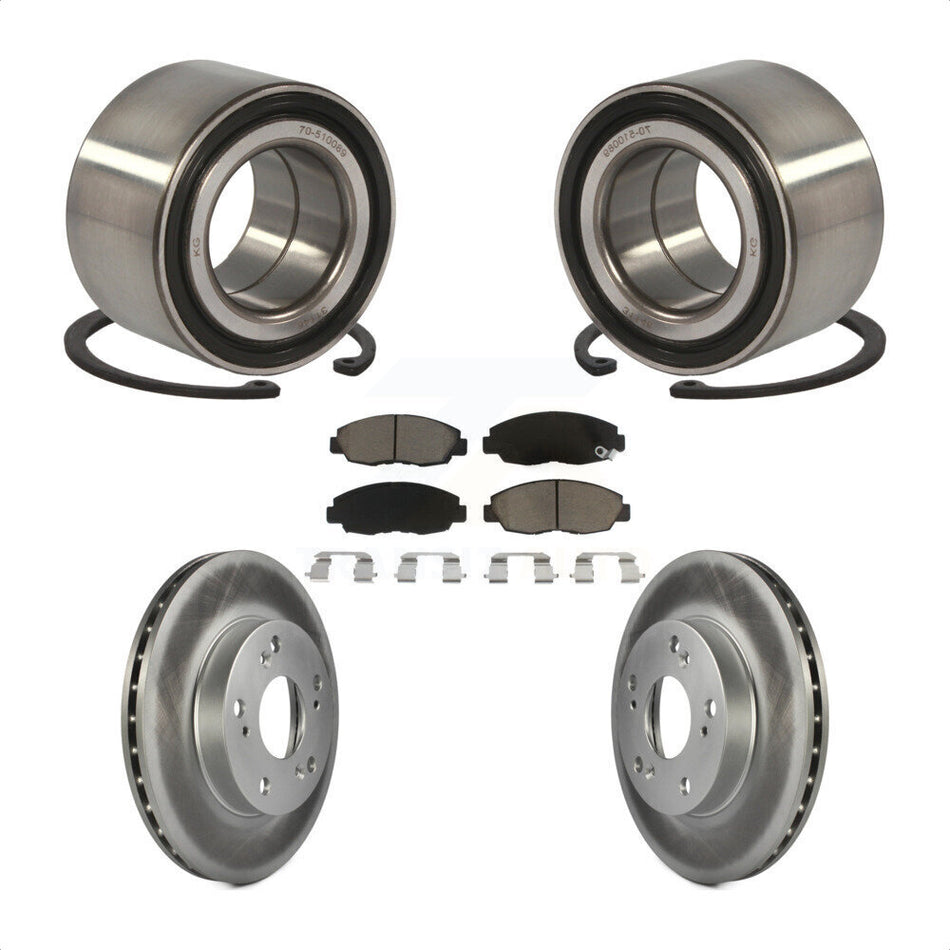 Front Wheel Bearing With Coated Disc Brake Rotors And Ceramic Pads Kit For Honda Civic KBB-118278