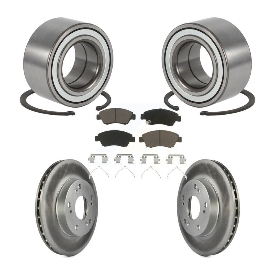 Front Wheel Bearing With Coated Disc Brake Rotors And Ceramic Pads Kit For Honda Civic Acura RSX KBB-118280