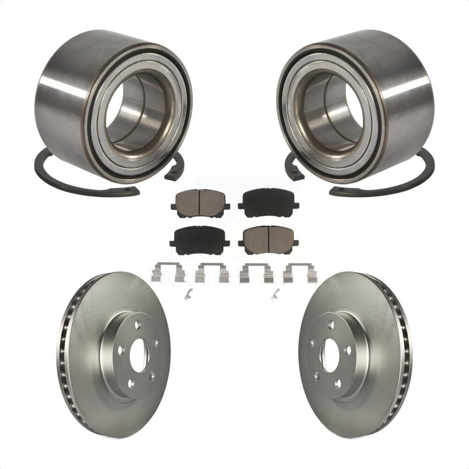 Front Wheel Bearing With Coated Disc Brake Rotors And Ceramic Pads Kit For 2003-2008 Toyota Corolla Matrix Pontiac Vibe KBB-118289