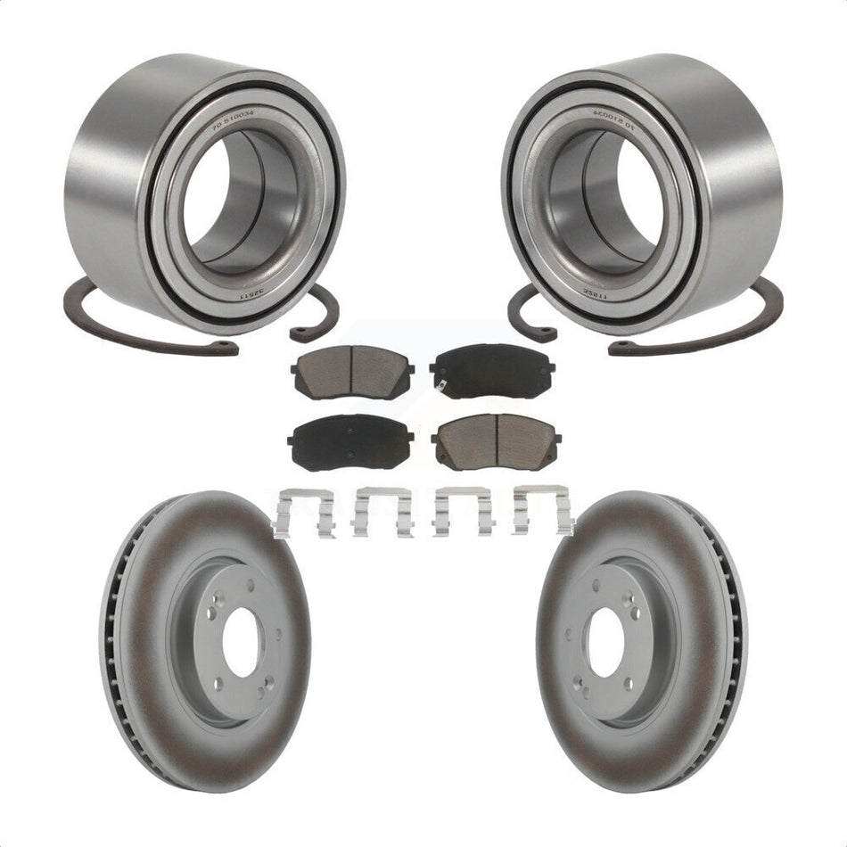 Front Wheel Bearing With Coated Disc Brake Rotors And Ceramic Pads Kit For Hyundai Tucson Kia Sportage KBB-118292
