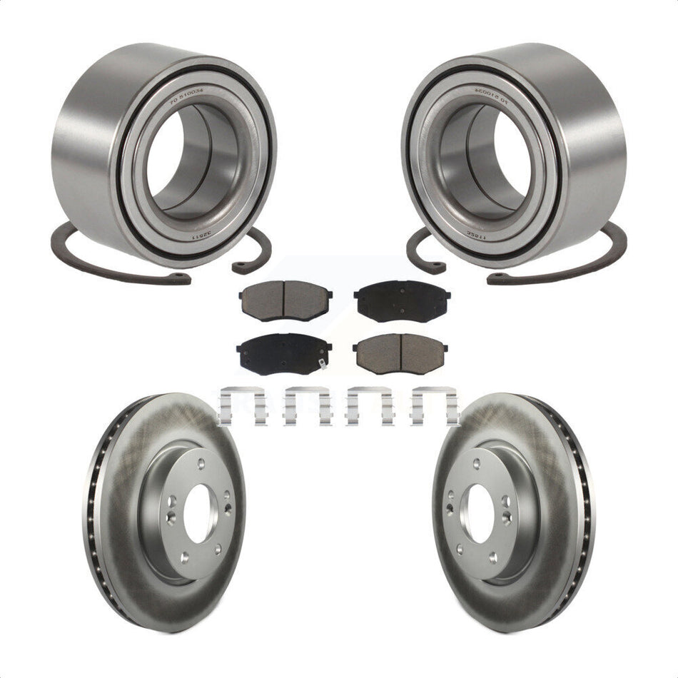 Front Wheel Bearing With Coated Disc Brake Rotors And Ceramic Pads Kit For Hyundai Tucson Kia Sportage FWD KBB-118296