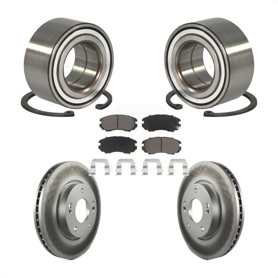 Front Wheel Bearing With Coated Disc Brake Rotors And Ceramic Pads Kit For Hyundai Tiburon KBB-118302