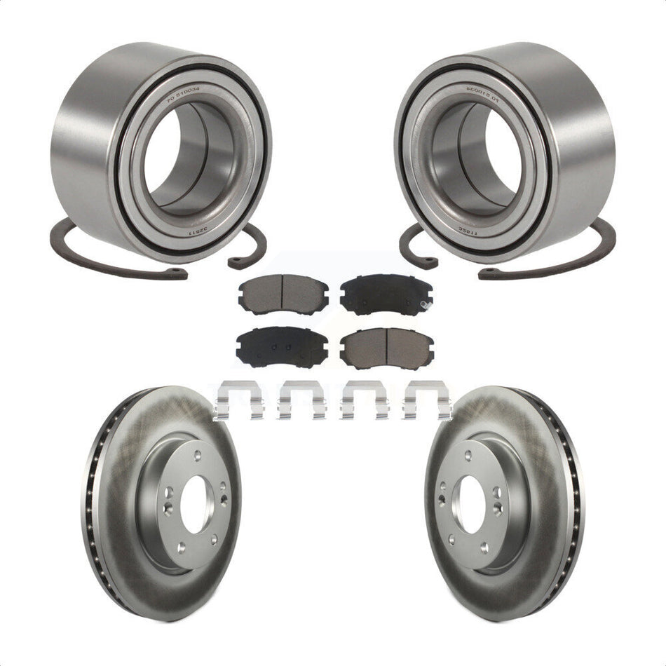 Front Wheel Bearing With Coated Disc Brake Rotors And Ceramic Pads Kit For Hyundai Sonata Kia Sportage Tucson Optima Magentis KBB-118306