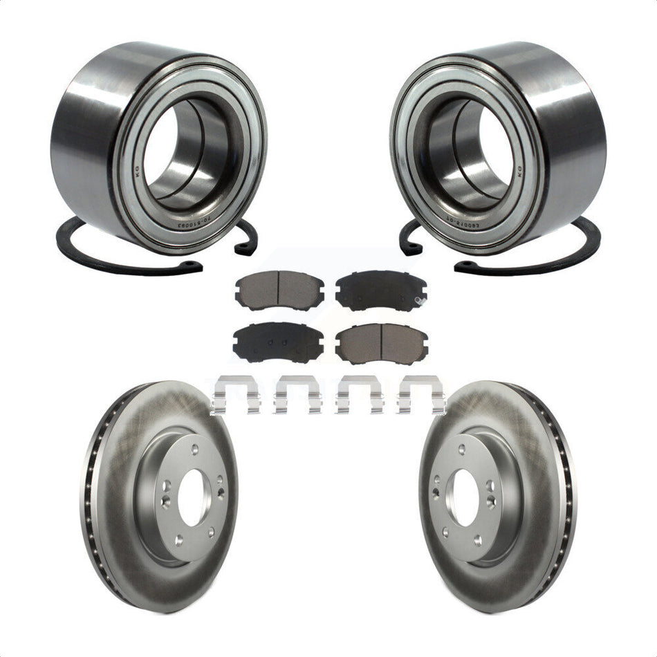 Front Wheel Bearing With Coated Disc Brake Rotors And Ceramic Pads Kit For 2012-2013 Kia Soul KBB-118307