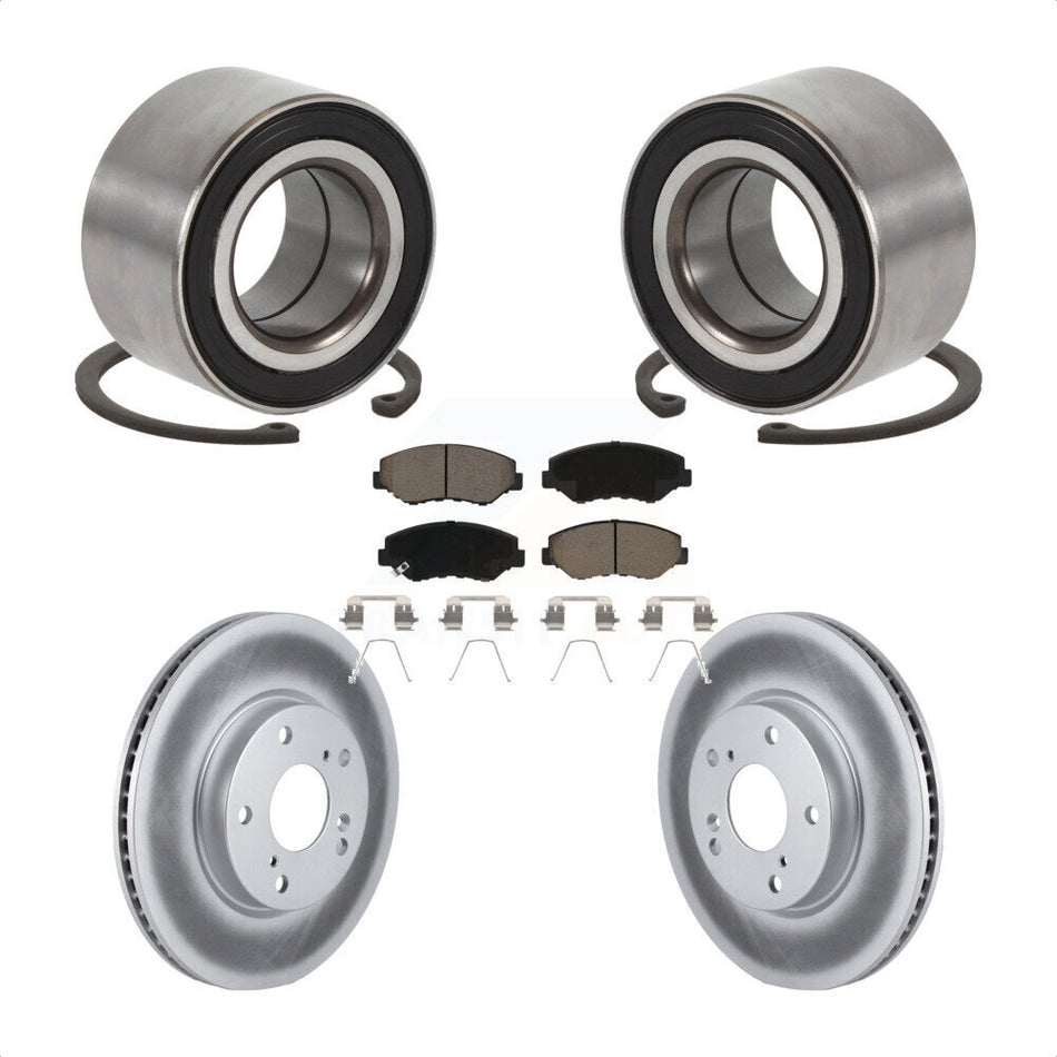 Front Wheel Bearing With Coated Disc Brake Rotors And Ceramic Pads Kit For Honda Civic KBB-118319