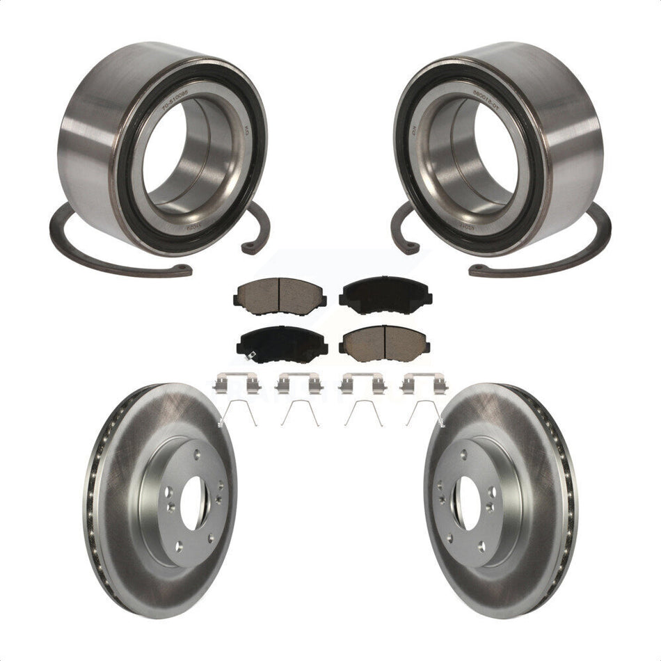 Front Wheel Bearing With Coated Disc Brake Rotors And Ceramic Pads Kit For Honda Accord KBB-118329