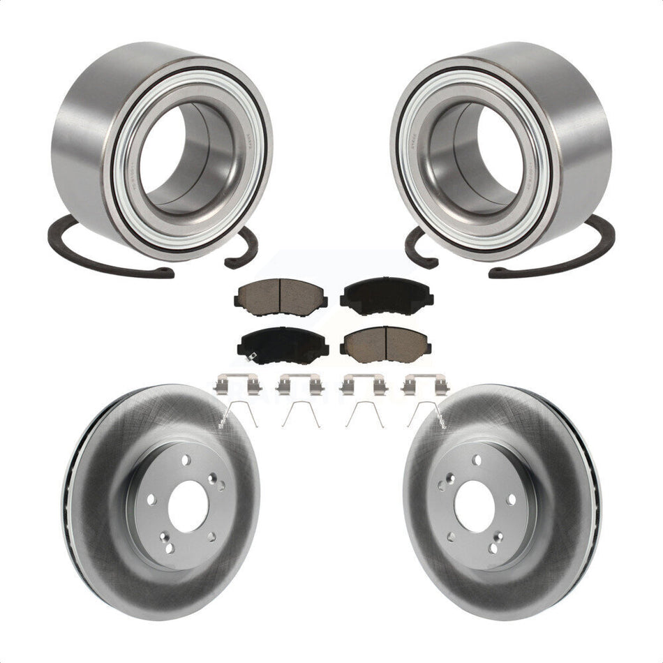 Front Wheel Bearing With Coated Disc Brake Rotors And Ceramic Pads Kit For 2003-2004 Honda Pilot KBB-118331