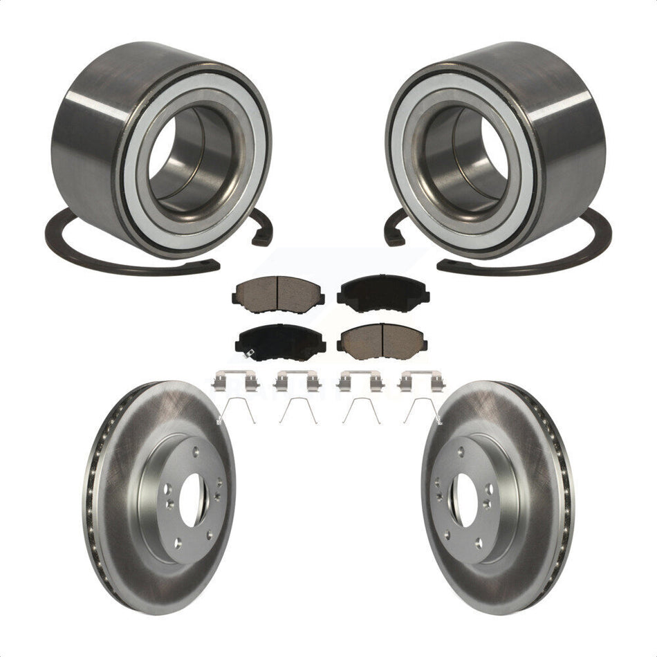 Front Wheel Bearing With Coated Disc Brake Rotors And Ceramic Pads Kit For Honda CR-Z Fit KBB-118332