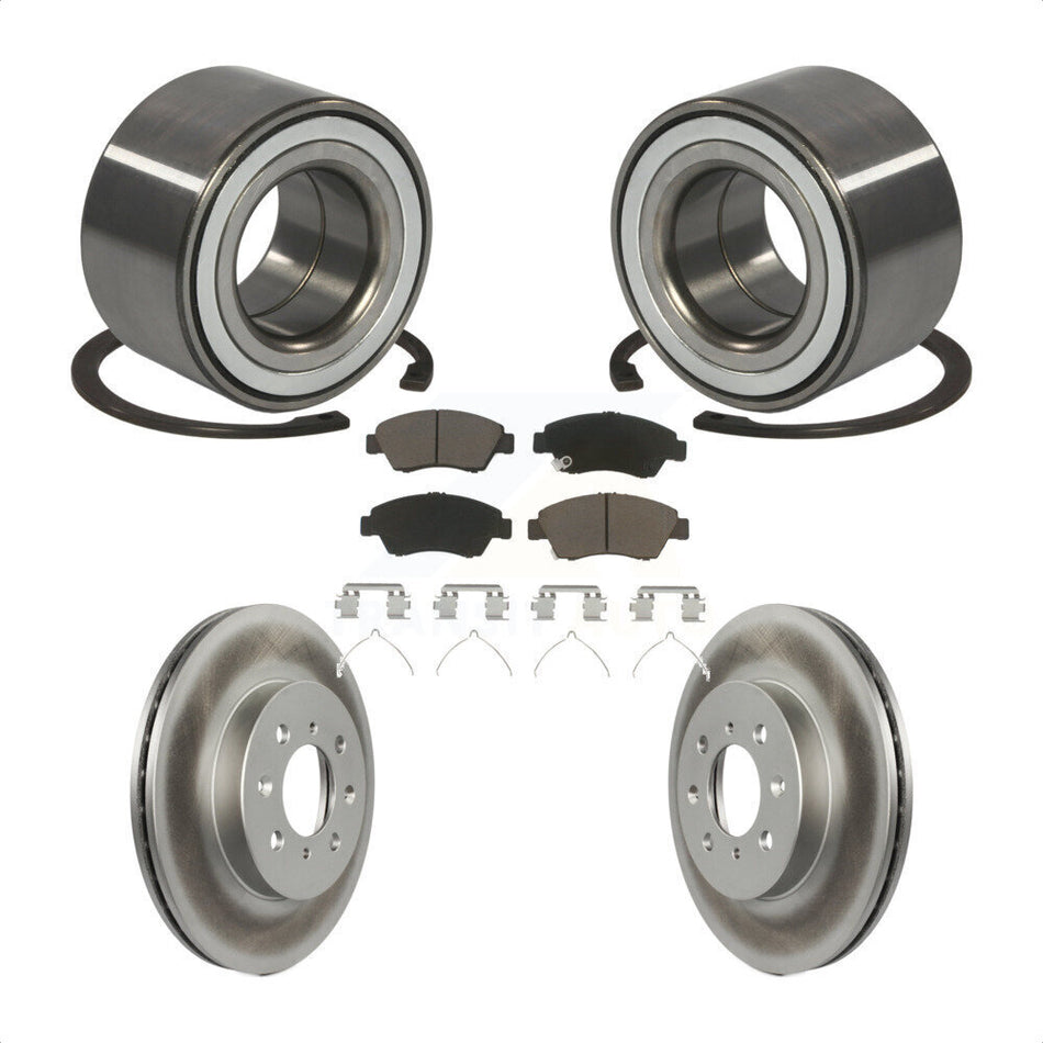 Front Wheel Bearing With Coated Disc Brake Rotors And Ceramic Pads Kit For Honda Fit KBB-118333