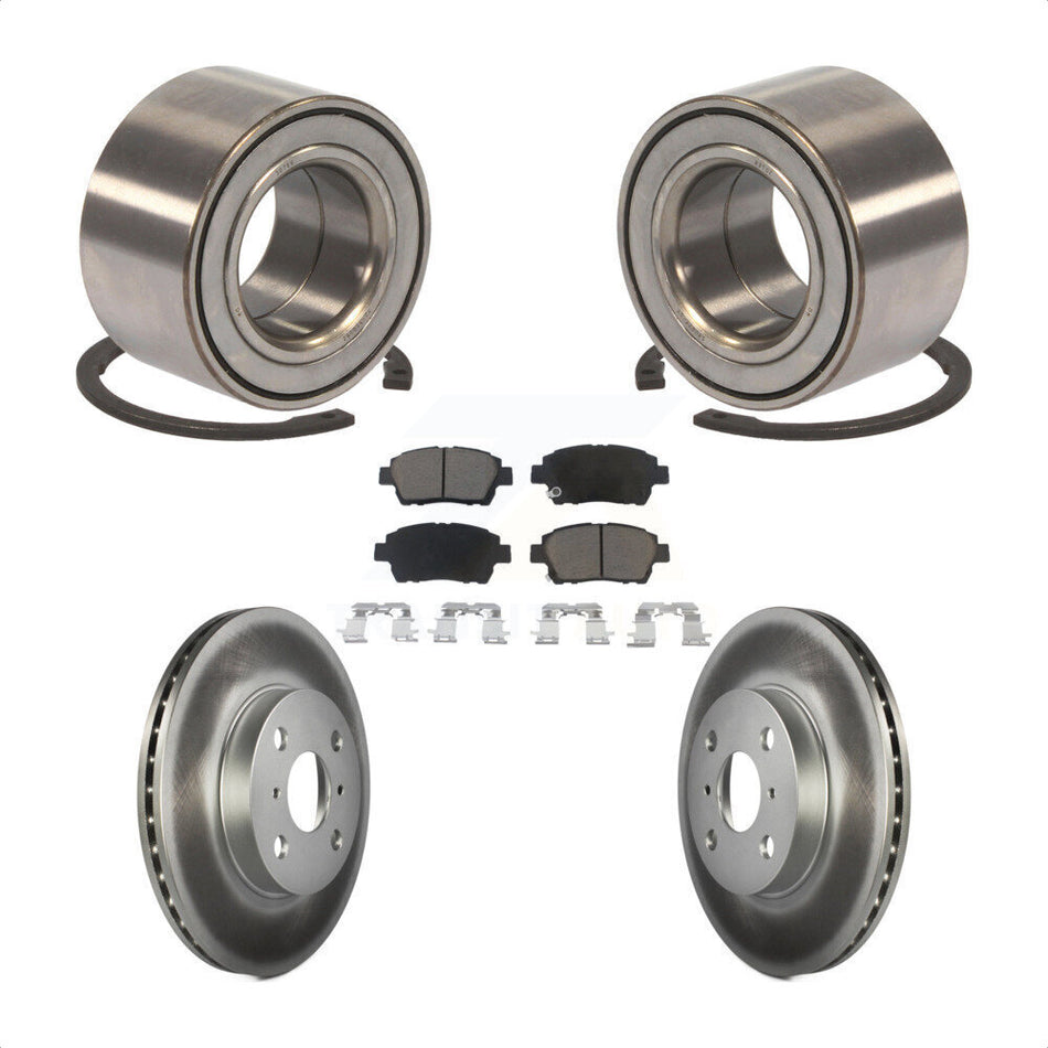 Front Wheel Bearing With Coated Disc Brake Rotors And Ceramic Pads Kit For 2001-2005 Toyota Echo KBB-118337