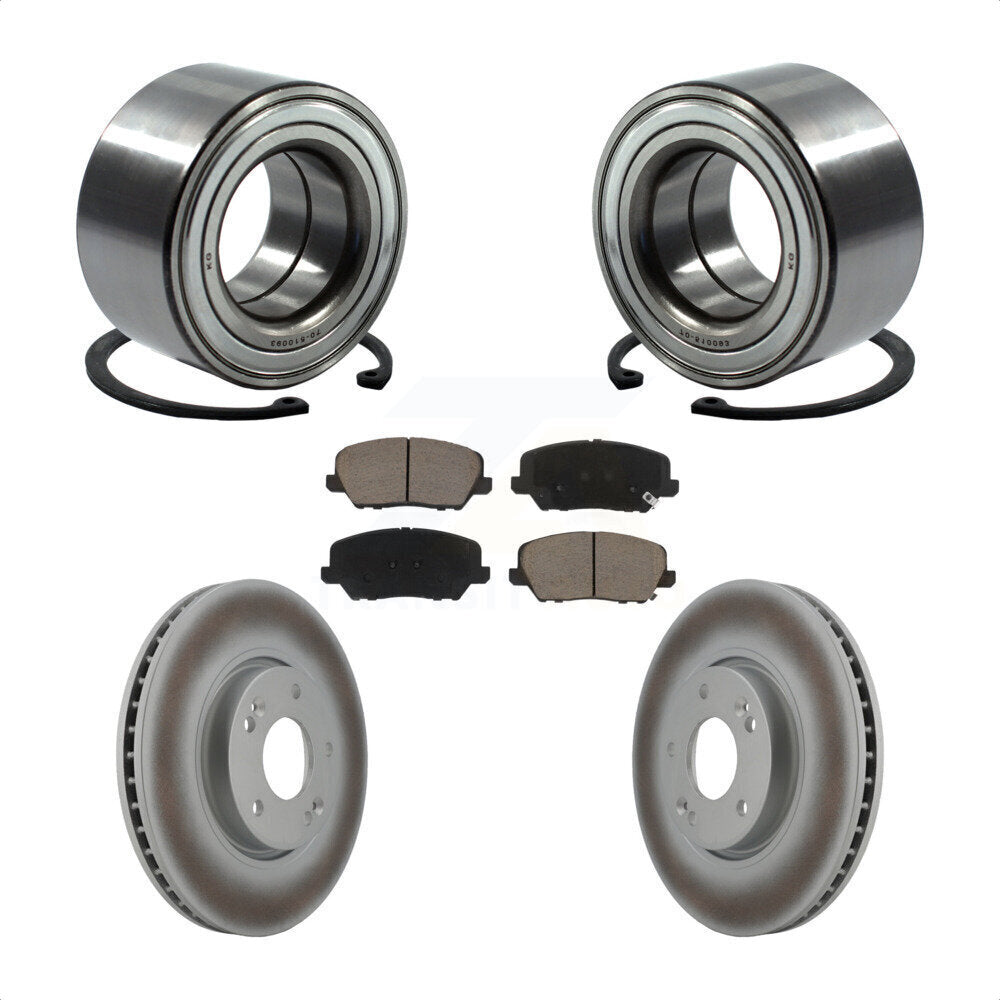 Front Wheel Bearing Coated Brake Rotor Pad Kit For Kia Forte Forte5 Hyundai Veloster Koup KBB-118347