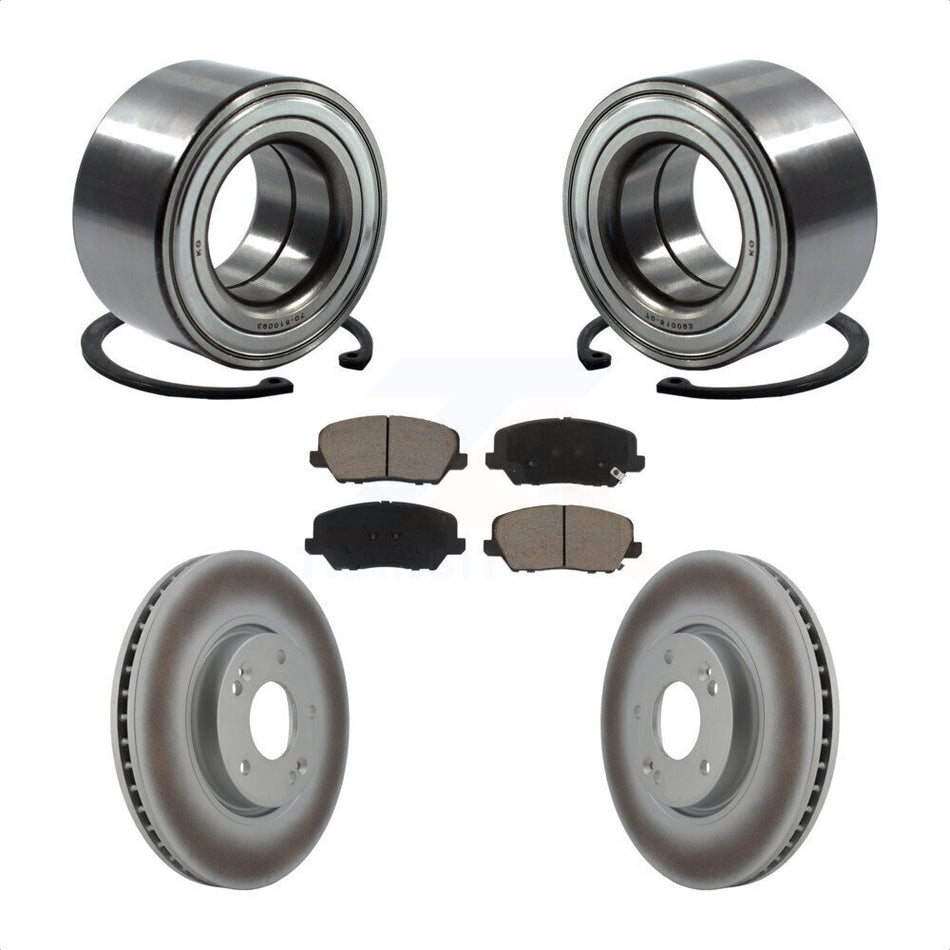 Front Wheel Bearing Coated Brake Rotor Pad Kit For Kia Forte Forte5 Hyundai Veloster Koup KBB-118347
