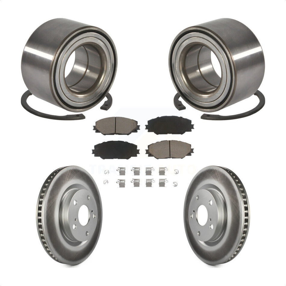 Front Wheel Bearing With Coated Disc Brake Rotors And Ceramic Pads Kit For 2017-2018 Toyota Corolla iM KBB-118351