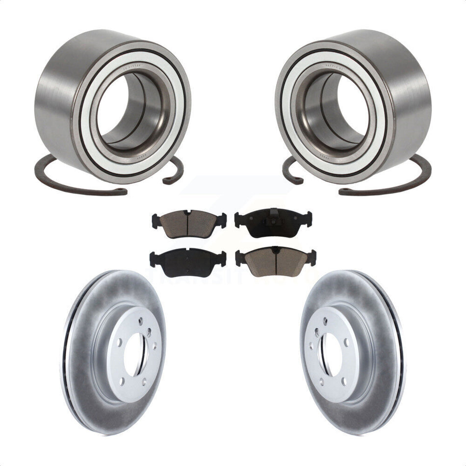 Front Wheel Bearing With Coated Disc Brake Rotors And Ceramic Pads Kit For 2001-2005 BMW 325i 325xi KBB-118363