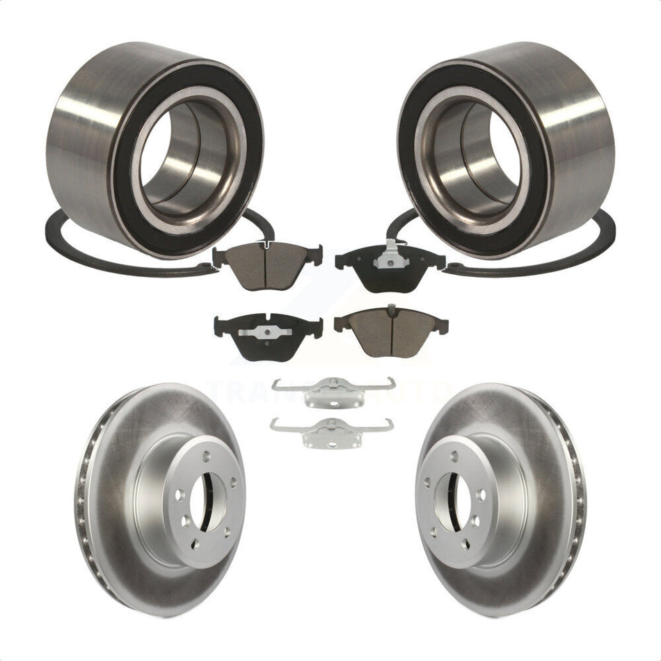 Front Wheel Bearing With Coated Disc Brake Rotors And Ceramic Pads Kit For BMW 530xi 535xi 528i xDrive 535i 528xi 525xi KBB-118378