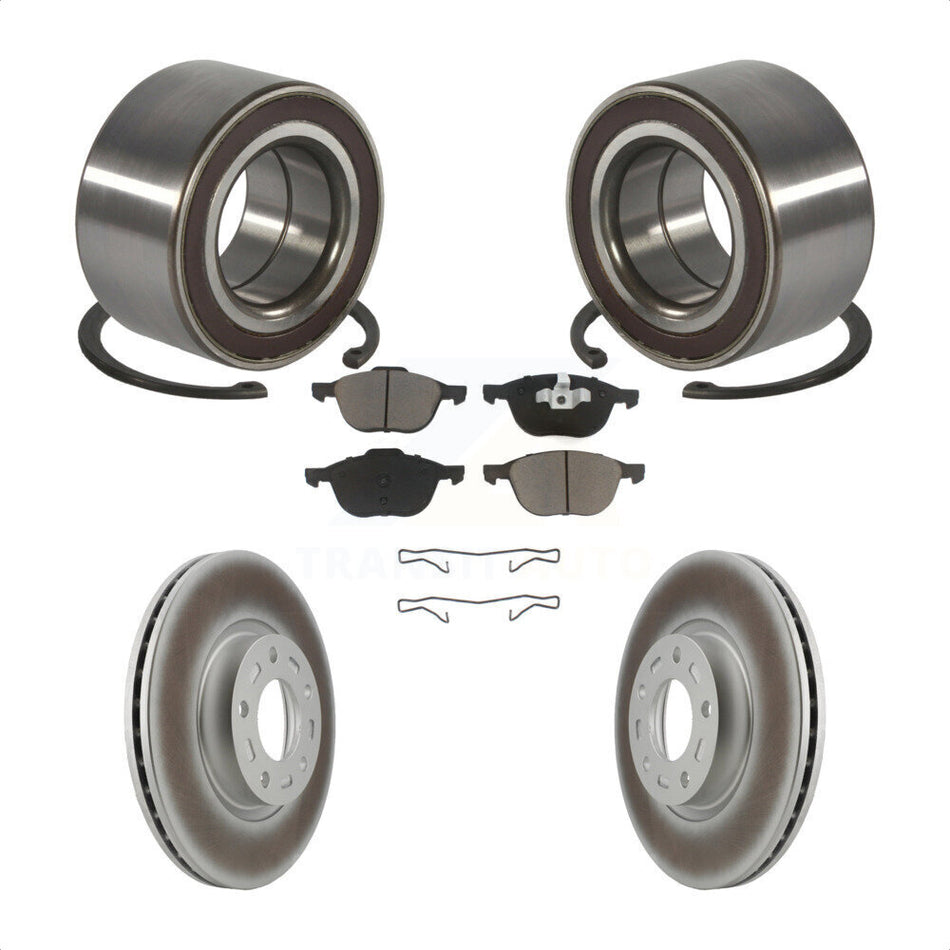 Front Wheel Bearing With Coated Disc Brake Rotors And Ceramic Pads Kit For Mazda 3 5 Sport KBB-118380