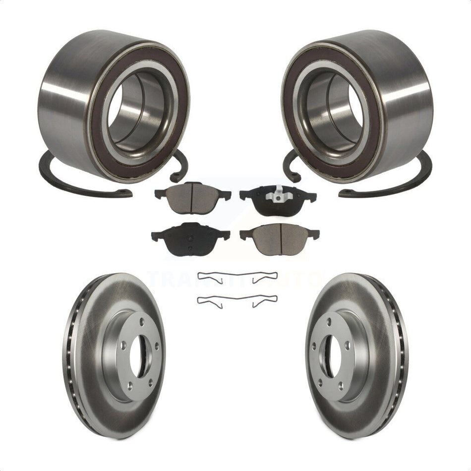 Front Wheel Bearing With Coated Disc Brake Rotors And Ceramic Pads Kit For Mazda 3 Sport KBB-118381