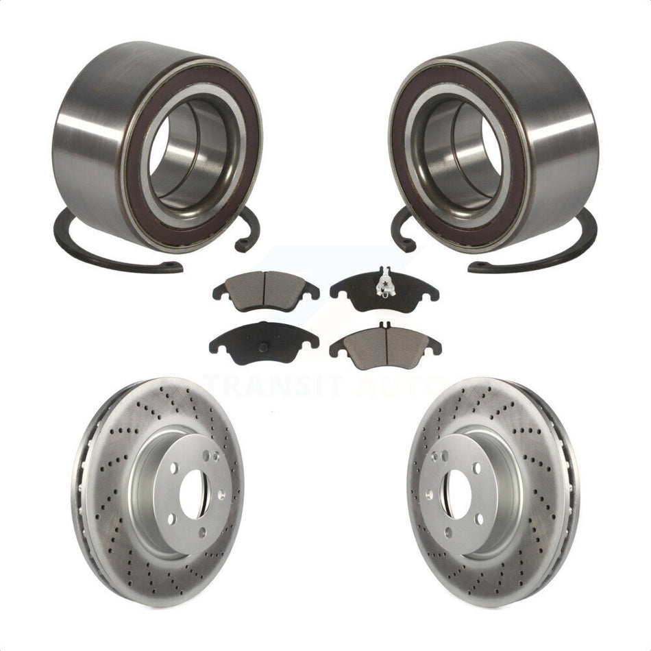 Front Wheel Bearing With Coated Disc Brake Rotors And Ceramic Pads Kit For Mercedes-Benz E350 C300 E400 C350 E250 KBB-118387