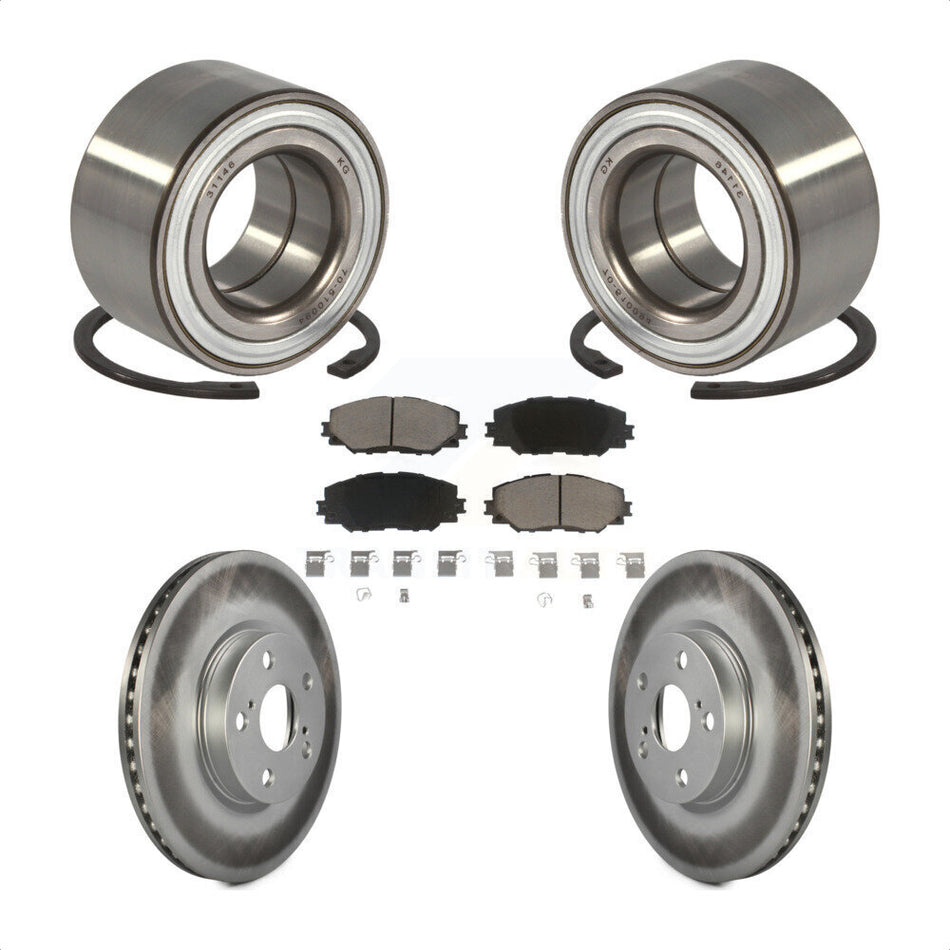 Front Wheel Bearing With Coated Disc Brake Rotors And Ceramic Pads Kit For 2008-2014 Scion xD KBB-118390