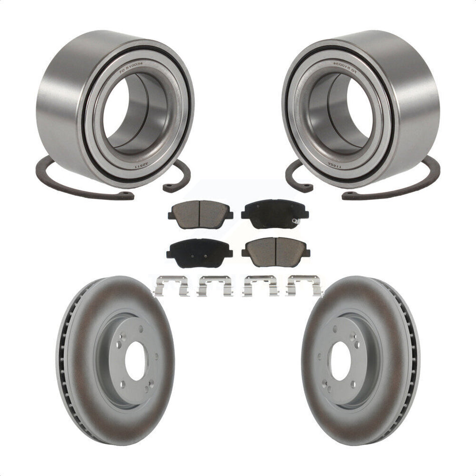 Front Wheel Bearing With Coated Disc Brake Rotors And Ceramic Pads Kit For Hyundai Sonata Kia Optima KBB-118397