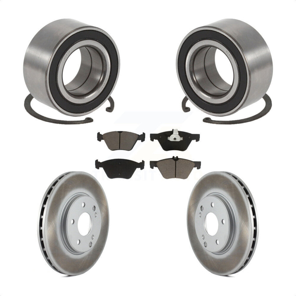 Front Wheel Bearing With Coated Disc Brake Rotors And Ceramic Pads Kit For 1998-2002 Mercedes-Benz E320 4Matic KBB-118403