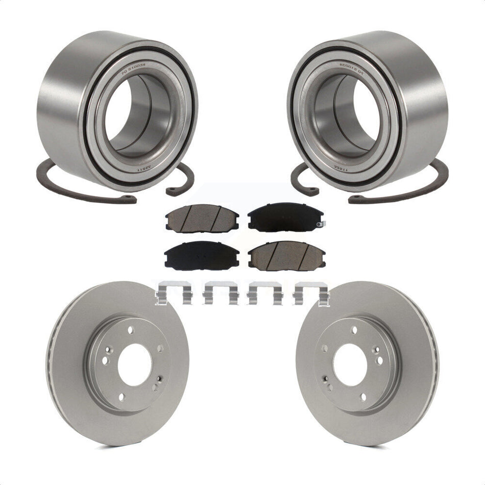 Front Wheel Bearing With Coated Disc Brake Rotors And Ceramic Pads Kit For 2001-2006 Hyundai Santa Fe 276mm Diameter Rotor KBB-118407