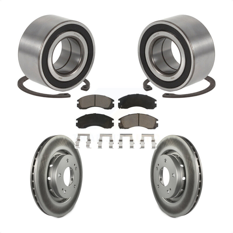 Front Wheel Bearing With Coated Disc Brake Rotors And Ceramic Pads Kit For 2005-2006 Mitsubishi Outlander KBB-118414