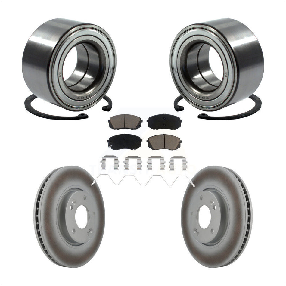 Front Wheel Bearing With Coated Disc Brake Rotors And Ceramic Pads Kit For 2017-2019 Kia Soul EV KBB-118415