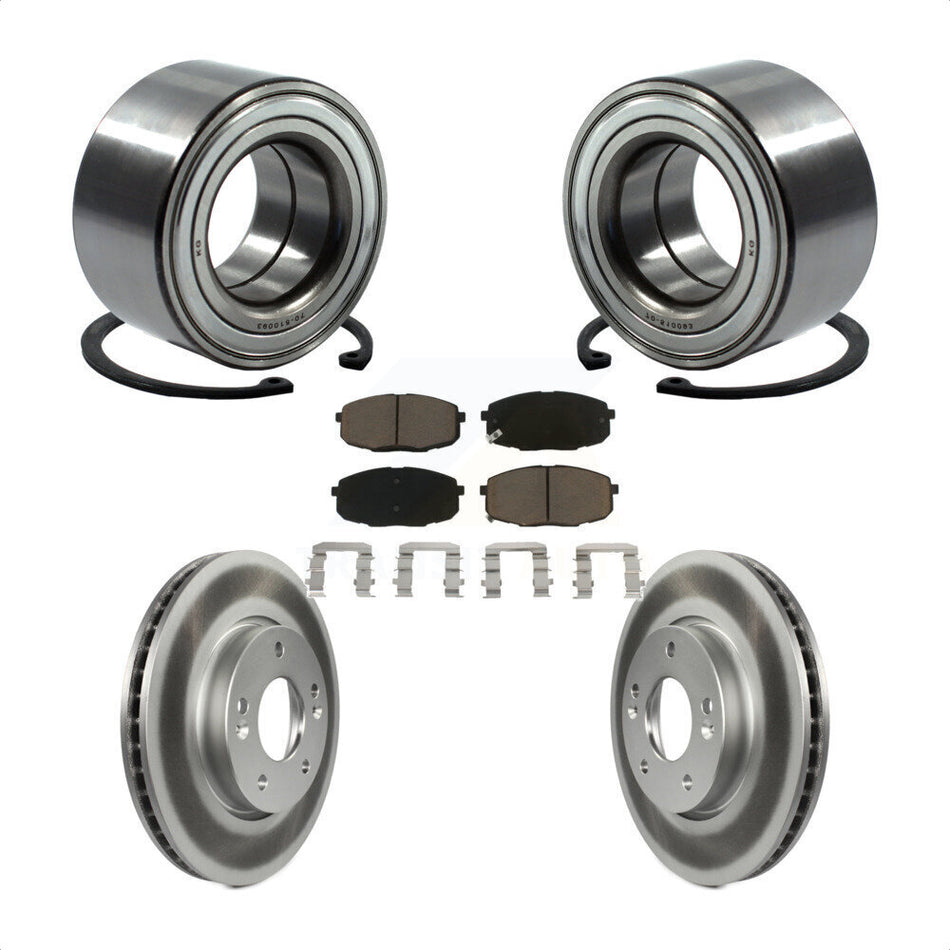 Front Wheel Bearing With Coated Disc Brake Rotors And Ceramic Pads Kit For Kia Forte Koup Forte5 KBB-118420