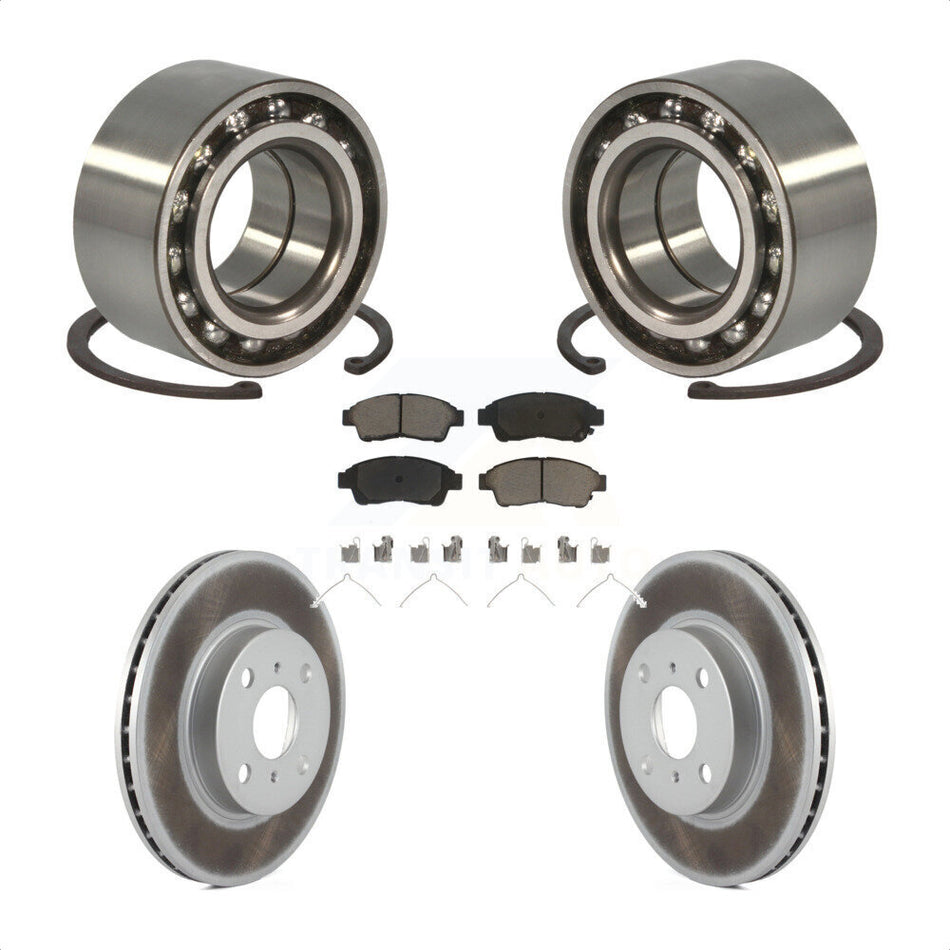 Front Wheel Bearing With Coated Disc Brake Rotors And Ceramic Pads Kit For 1993-1997 Toyota Corolla Geo Prizm KBB-118426