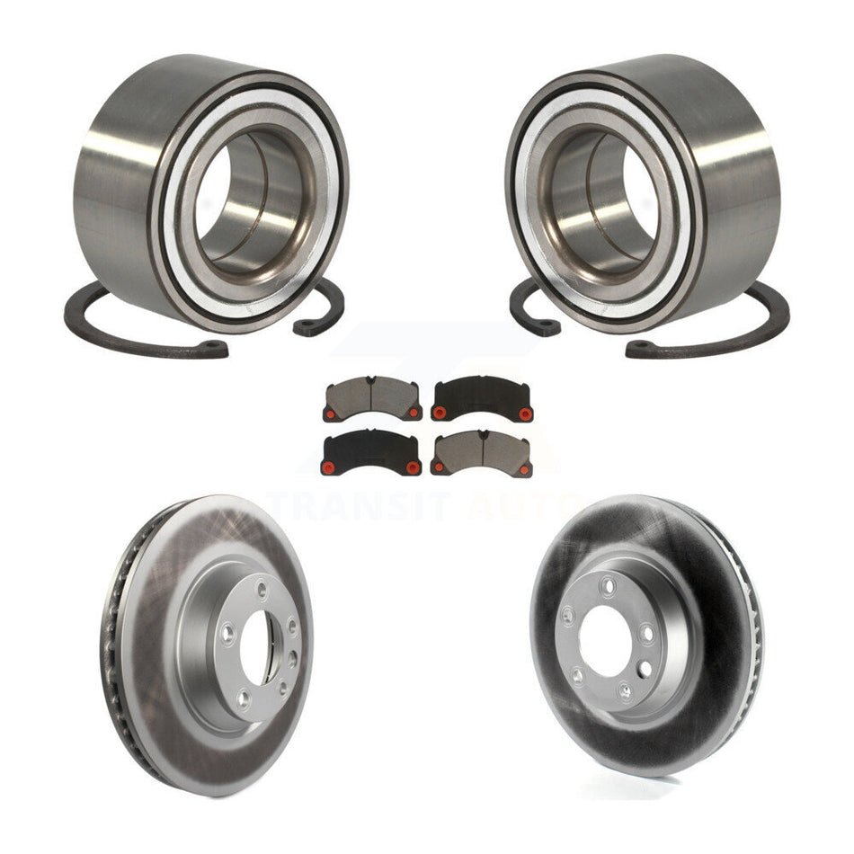 Front Wheel Bearing With Coated Disc Brake Rotors And Ceramic Pads Kit For 2011-2012 Porsche Cayenne Base 380mm Diameter Rotor KBB-118430