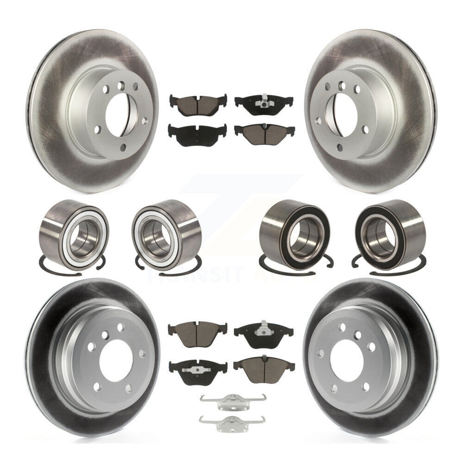 Front Rear Wheel Bearings Coated Disc Brake Rotors And Ceramic Pads Kit (10Pc) For BMW 328i xDrive 328xi KBB-118433