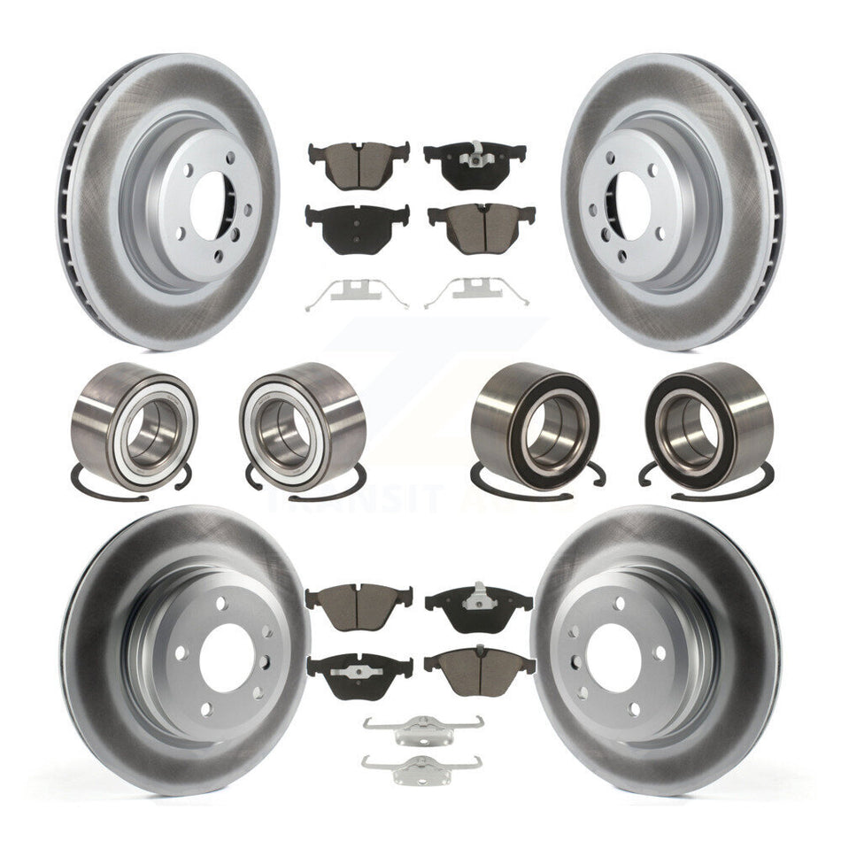 Front Rear Wheel Bearings Coated Disc Brake Rotors And Ceramic Pads Kit (10Pc) For BMW 335i xDrive 335xi KBB-118434