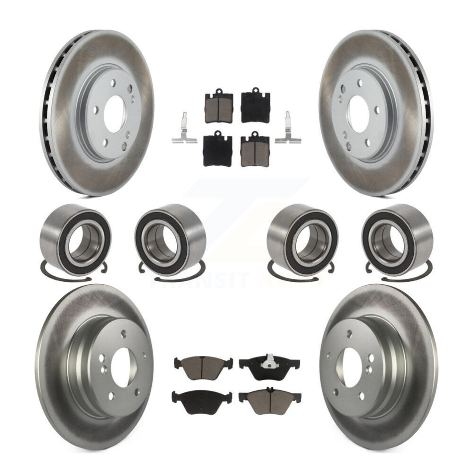 Front Rear Wheel Bearings Coated Disc Brake Rotors And Ceramic Pads Kit (10Pc) For 1998-2002 Mercedes-Benz E320 4Matic with Sedan KBB-118447